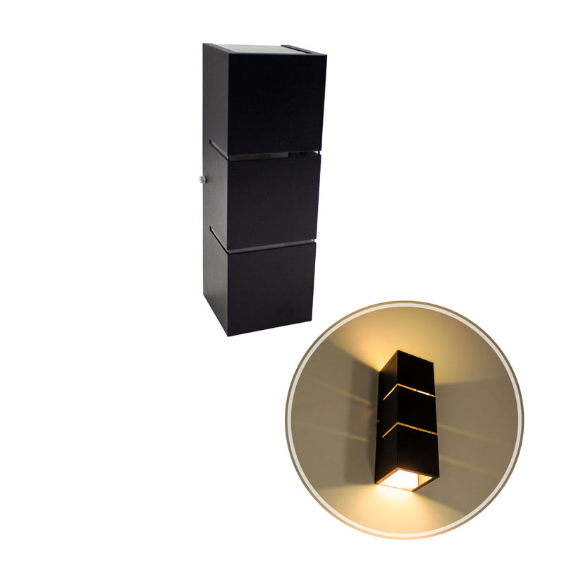 Arandela Focos Fachos Frisos 30cm P/ 2 Lâmpadas E27 St1286-Starlumen-Preto-