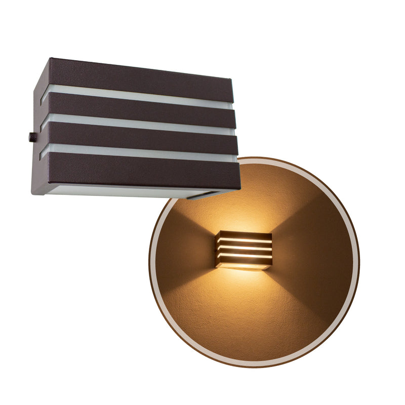 Arandela Frisada Luminária Parede Muro Externa Interna St548-Starlumen-Marrom-