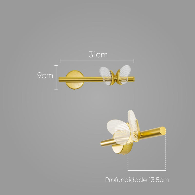 Arandela Papilio IDL016WLMG Ouro Fosco LED 6W 2700k ST2714