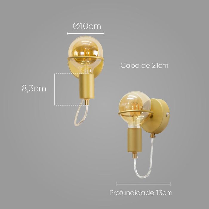 Arandela Zeki ZR143-GD Starlux + Filamento LED G95 4W ST2635