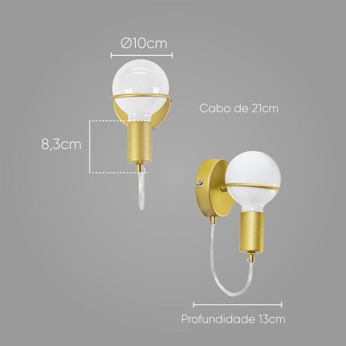 Arandela Zeki ZR143-GD Starlux + Filamento LED G95 Milk 4W ST2635