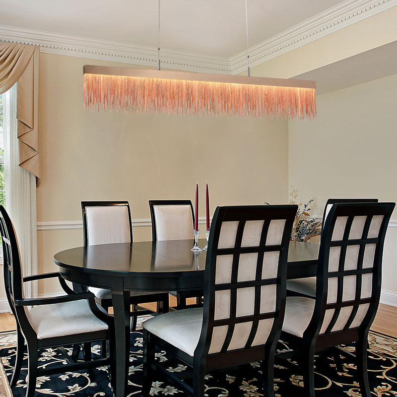 Pendente Voile Rose Gold (d)120cm (a)18cm  1x33.6w 3000k 1680lm - BB003 - Bella Iluminação