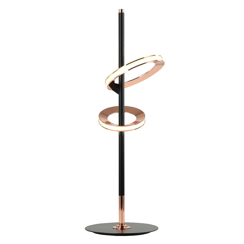 Abajur Ginga Rose Gold e Preto e Preto (d)20cm (a)60cm  4.3w  + 6.1w 3000k 520lm - BB013 - Bella Iluminação