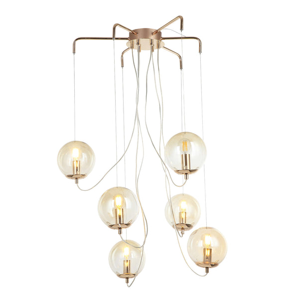 Pendente Mobile Dourado e Champagne (d)65cm  6xe14 78w - BB014 - Bella Iluminação