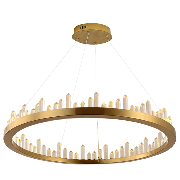 Pendente Roca Dourado E Transparente (D)80Cm (C)0Cm (L)0Cm (A)11Cm  1X36W 3000K 2160Lm Led - BC003G - Bella Iluminação