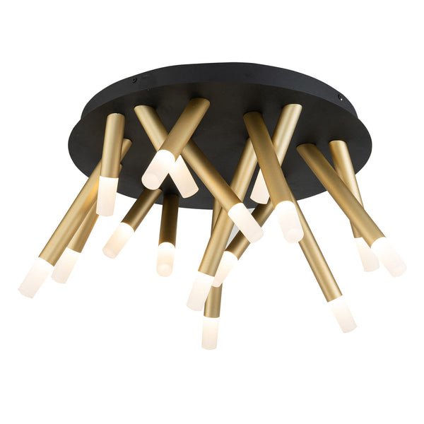 Plafon de Sobrepor Manaca Dourado e Preto e Branco (d)62cm (a)30.5cm  16w + 8w 3000k 2880lm - BD001M - Bella Iluminação