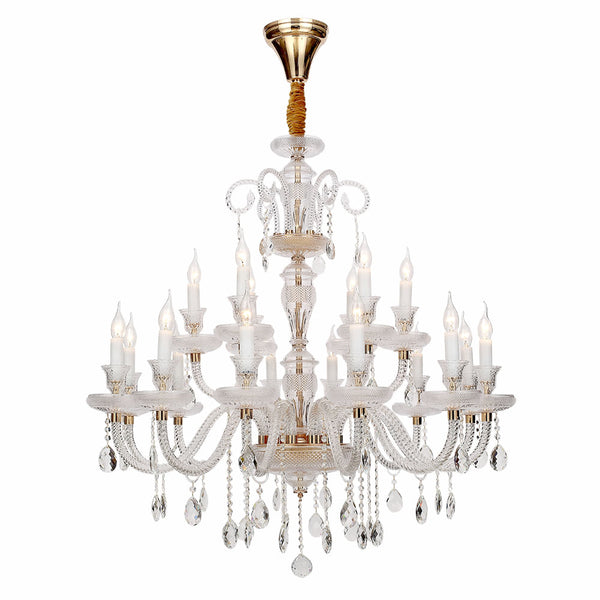 Lustre Elysee Dourado e Transparente (d)98cm (a)88cm  18xe14 720w - BK5318 - Bella Iluminação