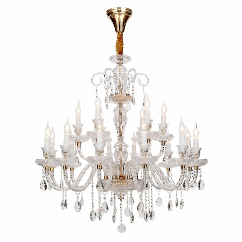 Lustre Elysee Dourado e Transparente (d)98cm (a)88cm  18xe14 720w - BK5318 - Bella Iluminação
