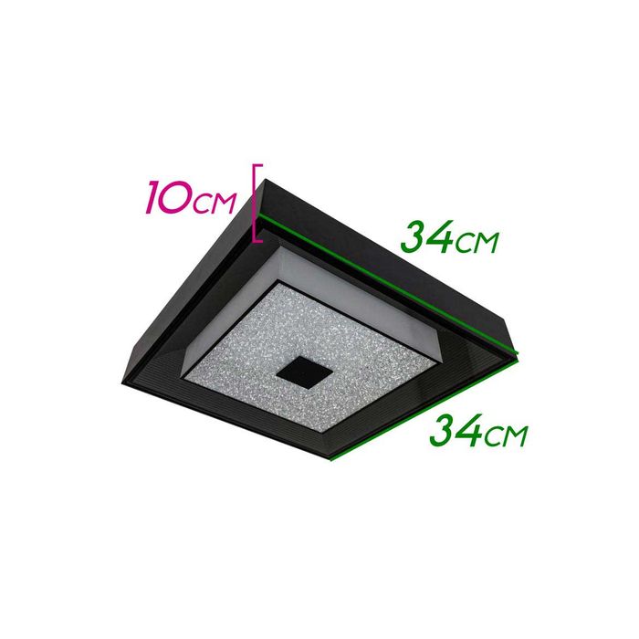 Plafon Zeus Preto LED 12W 34cm Efeito Estrelado BPS-30959-12W ST1737