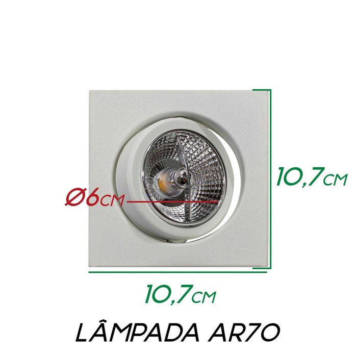 Spot Embutir Quadrado Rente Pop Gu10 P/ Ar70 Bella DL063 St1834