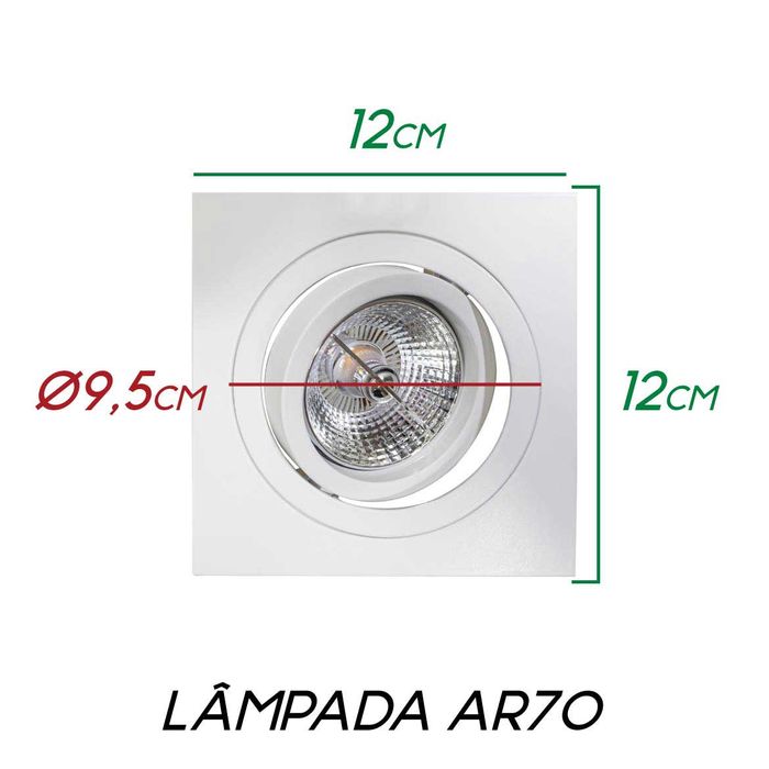 Spot Ecco Quadrado Rente Embutir Gu10 P/ Ar70 NS5701B St1842