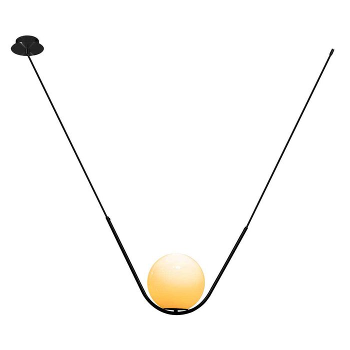 Pendente Preto Cúpula Globo Vidro Leitoso Cora P/ 1 Lamp G9 BW1398-1S St1753