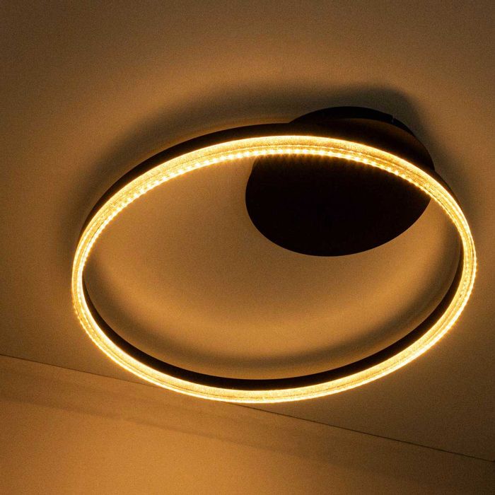 Plafon Emily Preto Anel Led Integrado 30w Ø60cm CL31201-BK St1748