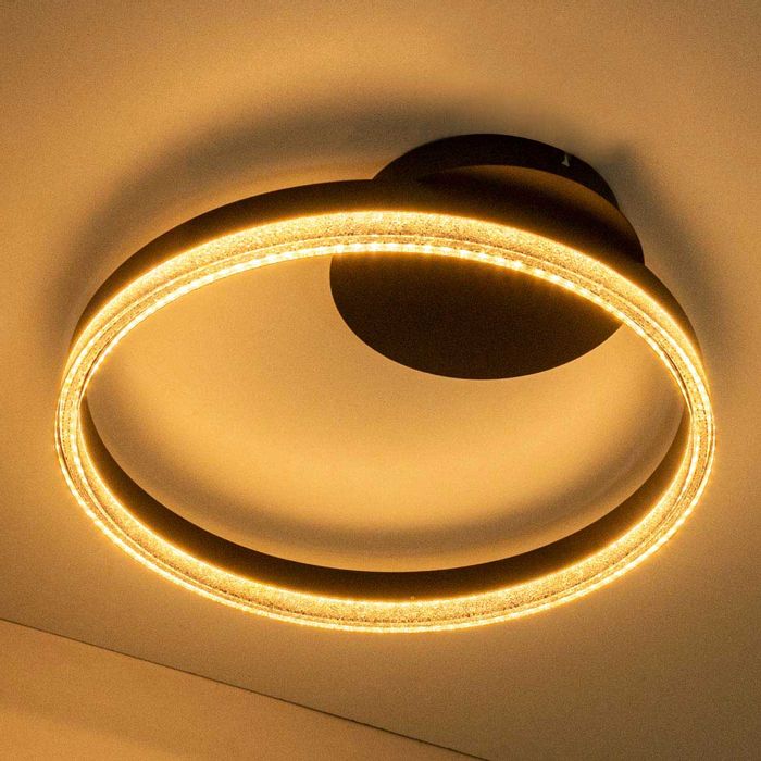 Plafon Emily Preto Anel Ring Arco Led Integrado 20w Ø40cm CM31200-BK St1747