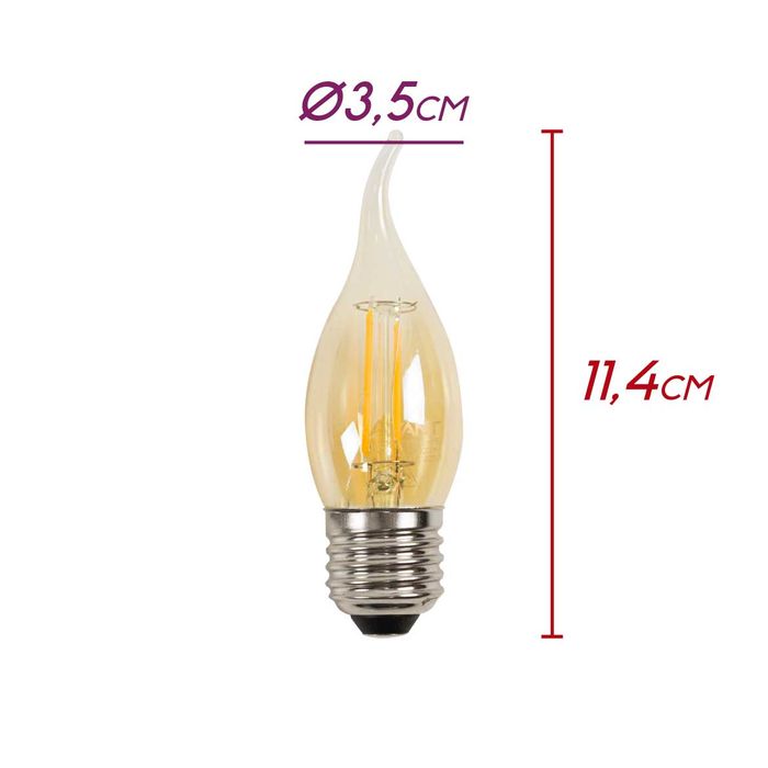 Lâmpada Filamento LED Vela Chama Âmbar 2200k E27 St1909