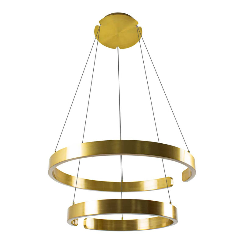 Pendente Lustre 2 Anéis Ring Arco Dourado LED 80W ST2123