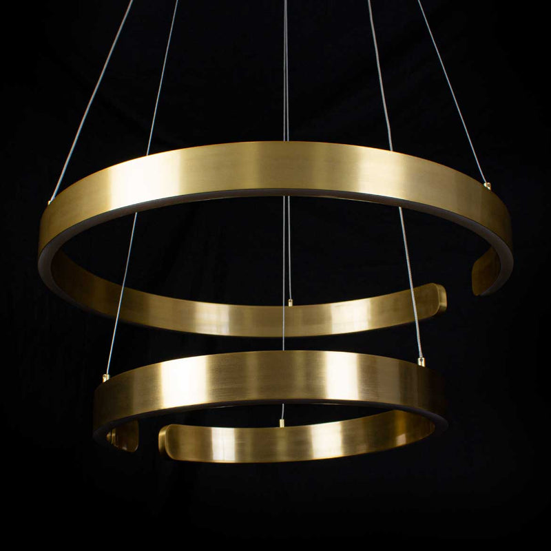 Pendente Lustre 2 Anéis Ring Arco Dourado LED 80W ST2123