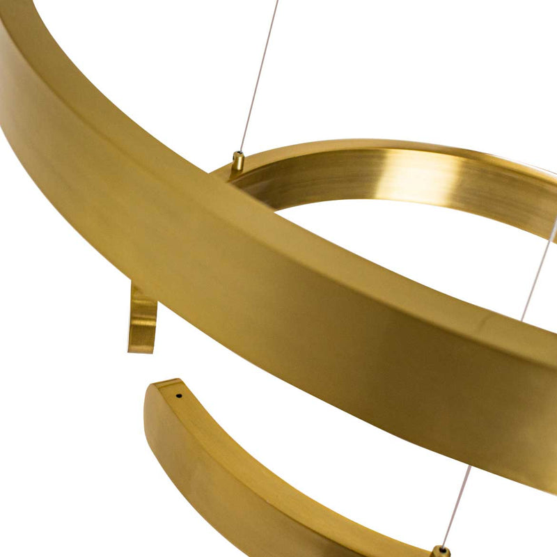 Pendente Lustre 2 Anéis Ring Arco Dourado LED 80W ST2123