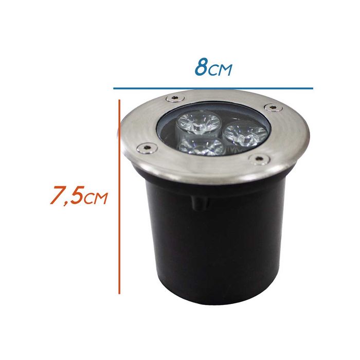 Balizador Inox Led Embuti Solo Piso Luz Verde Refletor DJ-3WVE St659