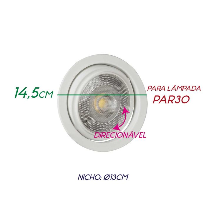 Spot Embutir Redondo Rente Pop para PAR30 DL068  Bella ST1832