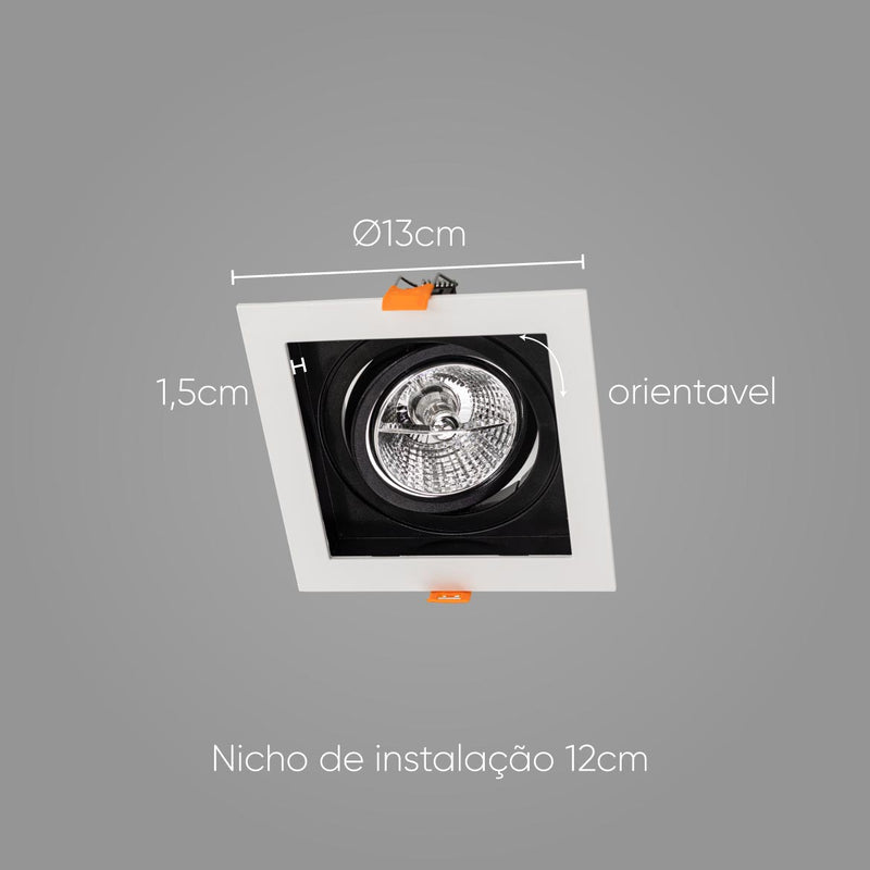 Spot Embutir Conecta ABS para AR70 Branco e Preto DL146AR70 Bella ST2341