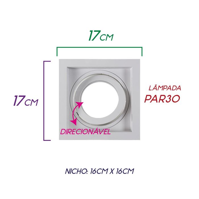 Spot Embutir Conecta ABS para E27 Branco DL146PAR30 Bella ST2340