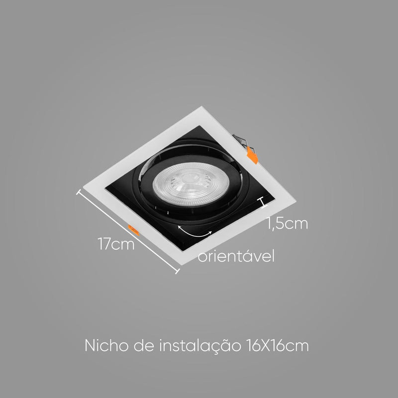 Spot Embutir Conecta ABS para E27 Branco e Preto DL146PAR30 Bella ST2340