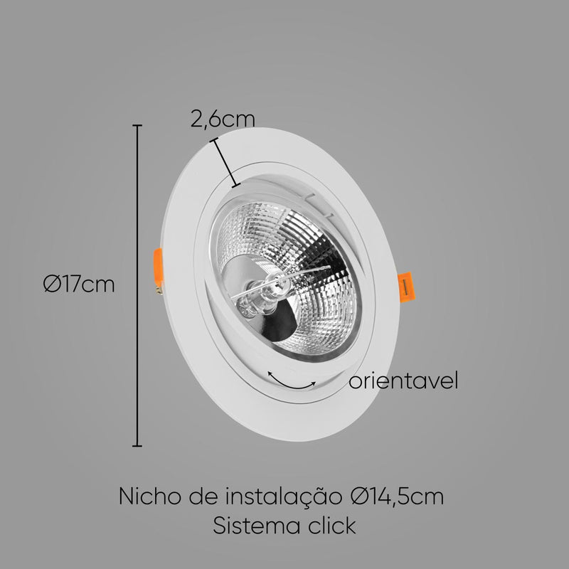 Spot Redondo Embutir Conecta ABS branco p/AR111 DL152AR111W Bella ST2752