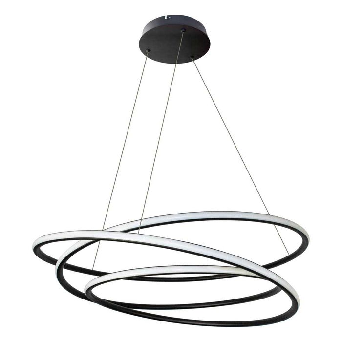 Lustre Pendente Espiral Anéis de LED 88W para Pé Direito Duplo 34317 St1476 - Preto