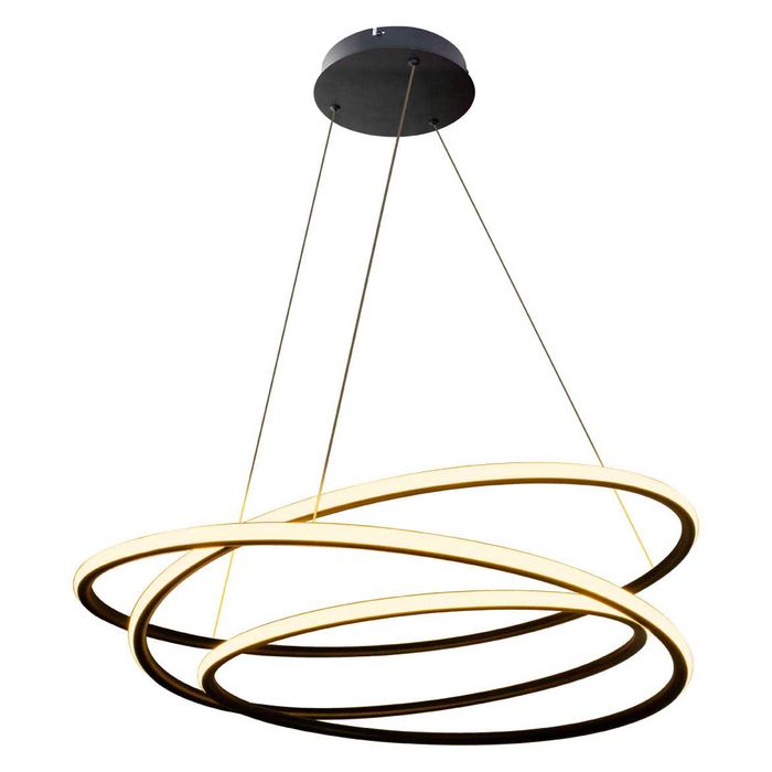 Lustre Pendente Espiral Anéis de LED 88W para Pé Direito Duplo 34317 St1476 - Preto