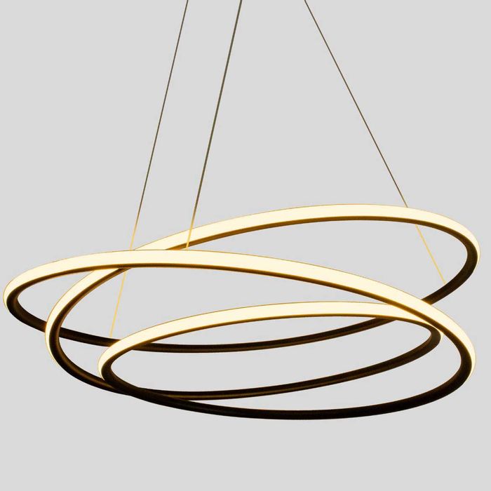 Lustre Pendente Espiral Anéis de LED 88W para Pé Direito Duplo 34317 St1476 - Preto