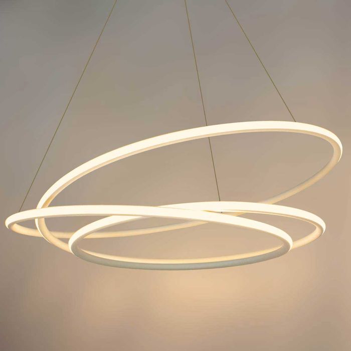 Lustre Pendente Espiral Anéis de LED 88W para Pé Direito Duplo 34324 St1476 - Branco