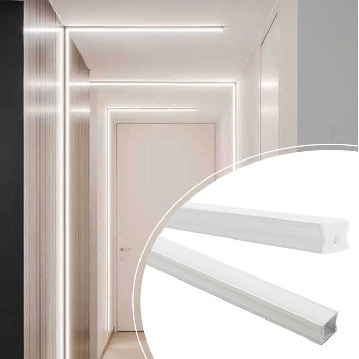 Perfil Sobrepor Alumínio Branco P/ Fita LED 1000x17mm DS2244 ST1095