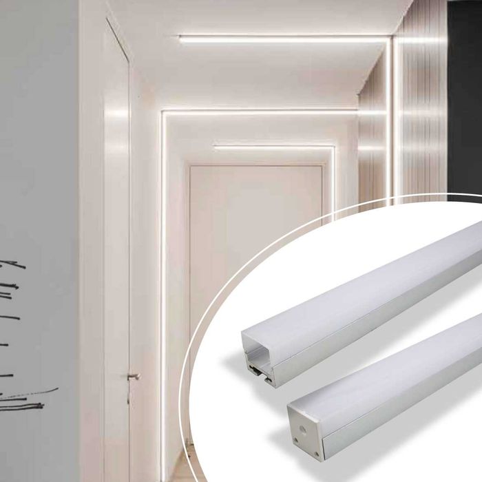 Perfil Sobrepor Alumínio Escovado p/ Fita LED 1000x20mm DS2246 ST1098