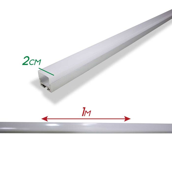 Perfil Sobrepor Alumínio Escovado p/ Fita LED 1000x20mm DS2246 ST1098