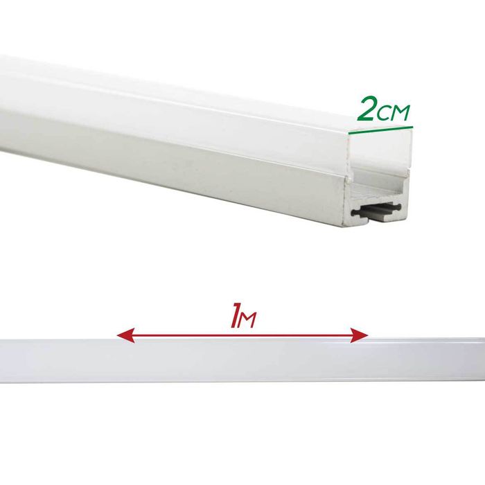 Perfil Sobrepor Alumínio Branco p/ Fita LED 1000x20mm DS2246 ST1098