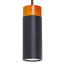 Pendente Tubo Redondo em Alumínio Preto e Detalhe em Madeira DS2327 St858