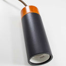 Pendente Tubo Redondo em Alumínio Preto e Detalhe em Madeira DS2327 St858