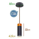 Pendente Tubo Redondo em Alumínio Preto e Detalhe em Madeira DS2327 St858