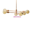 Lustre Pendente Moderno 3 Hastes Rose Gold para 6 E27 DS8198 Delis ST2530