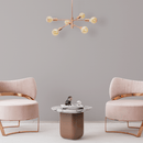 Lustre Pendente Moderno 3 Hastes Rose Gold para 6 E27 DS8198 Delis ST2530