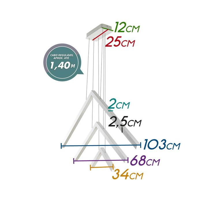 Pendente Hale Branco Led 43w Luclair Lustres DS9732 St2151