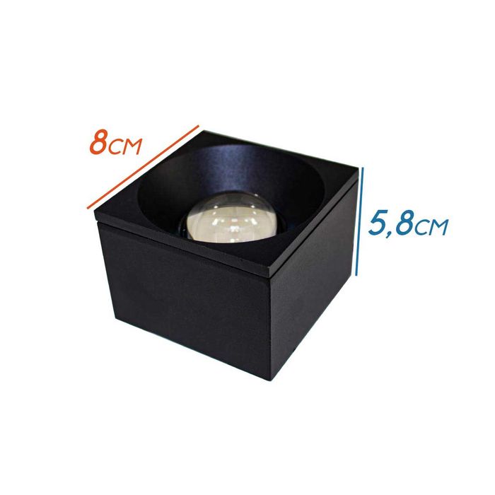 Spot Sobrepor Preto LED 7W P/ Teto Parede Pergolado DS9835 ST1517