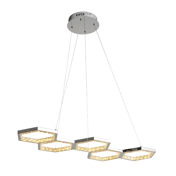 Pendente Colmeia Cromado e Champanhe (c)90cm (l)30cm  1x54w 3000k 2700lm - DW001 - Bella Iluminação