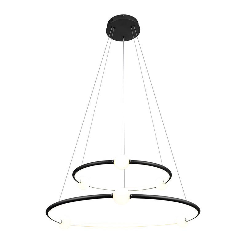 Pendente Nébula Preto e Branco (d)87 + 64cm  1x80w 3000k 4000lm - DW005LB - Bella Iluminação