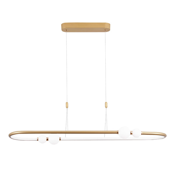 Pendente Nebula Dourado e Branco (c)105cm (l)28cm  1x42w 3000k 2100lm - DW006G - Bella Iluminação