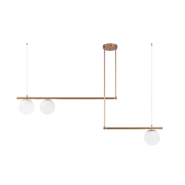 Pendente Cae Dourado e Branco (c)153cm (l)15cm (a)130cm  3xg9 21w - DW007 - Bella Iluminação