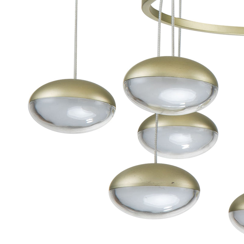 Pendente Ludique Dourado e Transparente e Branco (d)66cm (a)87cm  10x5w 3000k 2500lm - EG007 - Bella Iluminação
