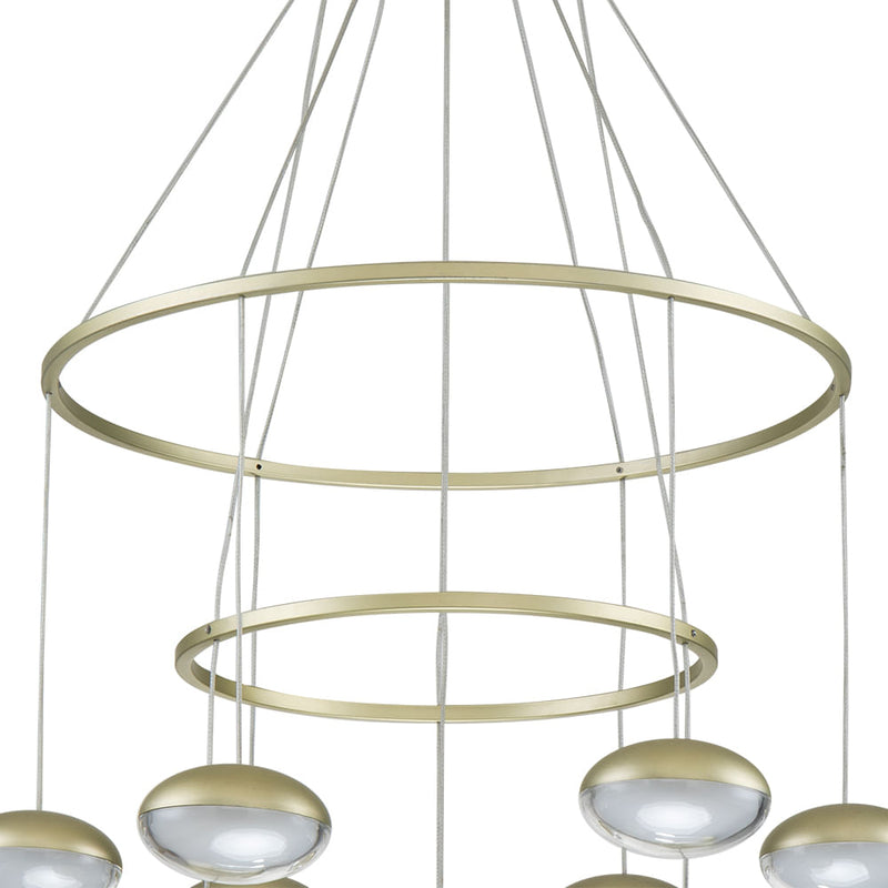 Pendente Ludique Dourado e Transparente e Branco (d)66cm (a)87cm  10x5w 3000k 2500lm - EG007 - Bella Iluminação
