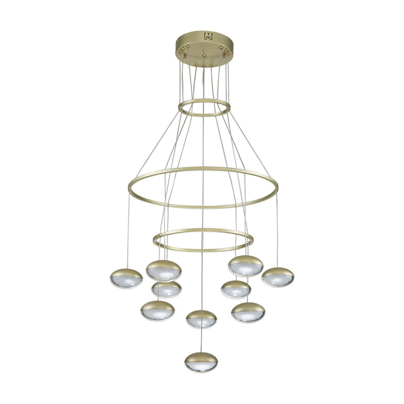 Pendente Ludique Dourado e Transparente e Branco (d)66cm (a)87cm  10x5w 3000k 2500lm - EG007 - Bella Iluminação